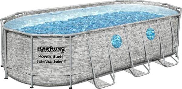 Басейн каркасний овальний Bestway 56716, 549x274x122 см, світло - сірий, фото 1