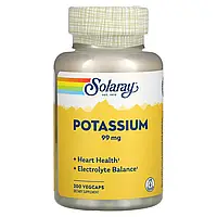 Solaray, Калий, 99 мг, 200 растительных капсул,диет.доб.