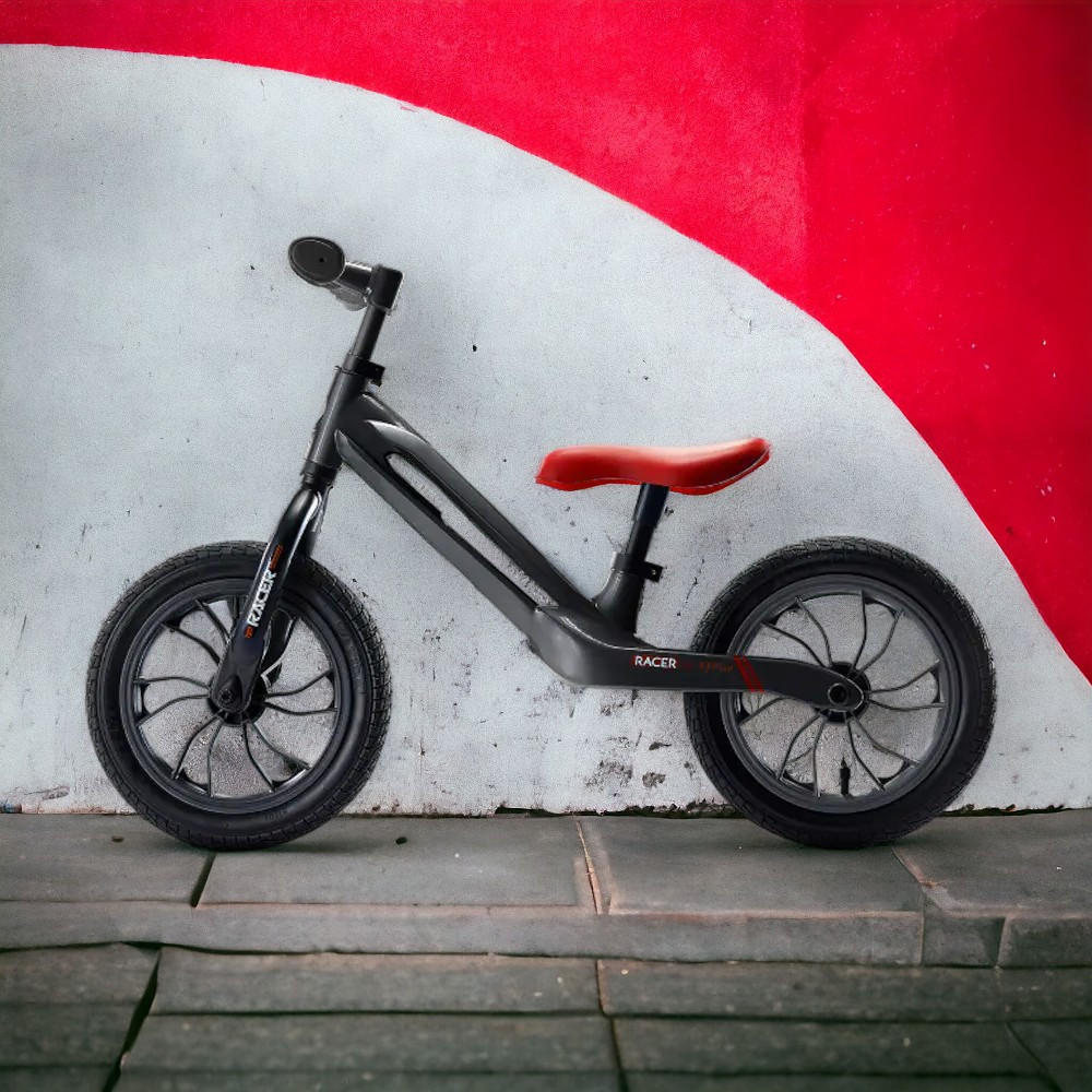 Біговел дитячий QPLAY Racer ( керований по висоті кермо з м'якими ручками, з надувними колесами Black red