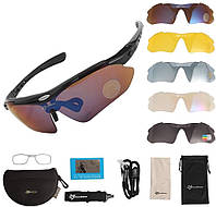 Защитные очки тактические с поляризацией- RockBros -5 комплектов линз-black.official