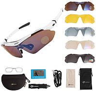 Защитные очки тактические с поляризацией- RockBros -5 комплектов линз-белые.official