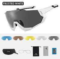 Защитные Спортивные очки ROCKBROS 10132 белые .5 линз/стекол поляризация UV400 велоочки.тактические.official