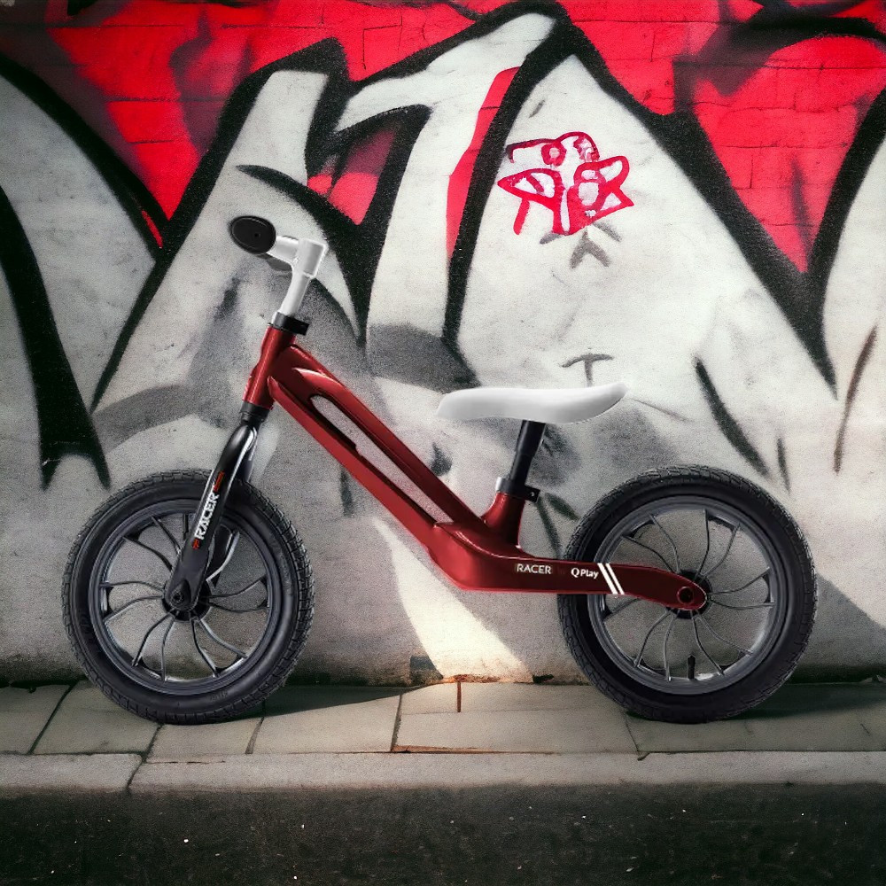 Біговел дитячий QPLAY Racer (регульований по висоті кермо з м'якими ручками, з надувними колесами Red white