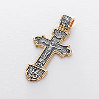 Серебряный православный крест чернение позолота 132730 Оникс 17.1 г EV, код: 6840938
