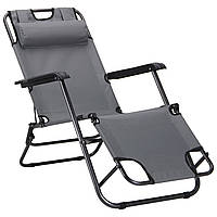 Садовое кресло шезлонг лежак AMF Круиз с подголовником раскладное для отдыха Б6185сір-17