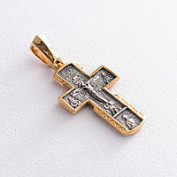 Серебряный крест Распятие Христово. Икона Божией Матери с позолотой 132301 Оникс SM, код: 6732529