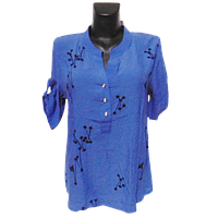 Женская блуза лен JJF 602 XXL синяя