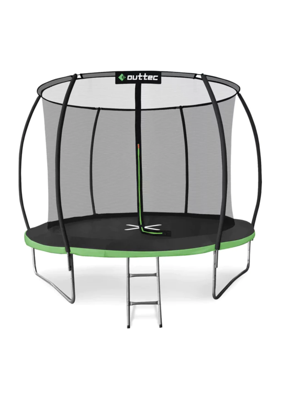 Батут OUTTEC Pumpkin з внутрішньою сіткою 10 футів 312 см чорно-зелений, фото 1