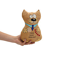 Кофейная декоративная игрушка ручной работы кот с галстуком 26 см (01_І0202021288)