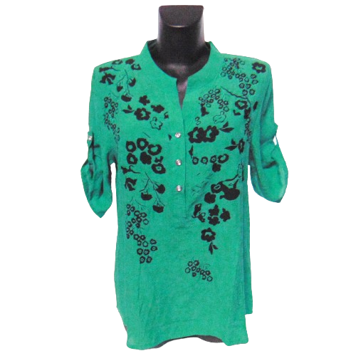 Жіноча блуза льон JJF 650 XL зелена