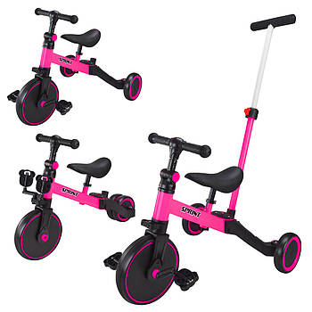 Велосипед триколісний з батьківською ручкою дитячий (колеса EVA 9.5x5") TR2451 Рожевий