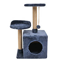 Домик-когтеточка Кошкин Дом с полкой Бусинка 43х33х75 см (дряпка) для кошки Синий GL, код: 2660820