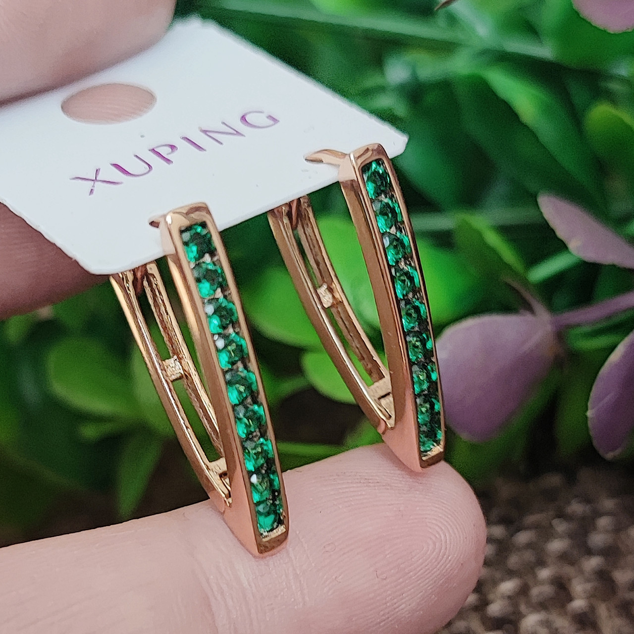 Сережки Xuping довжина .2.3см ширина 3мм медичне золото позолота 18К с1421