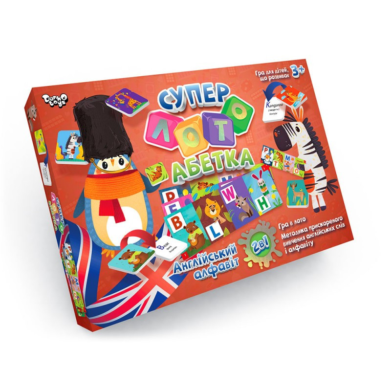 Настільна розважальна гра «Суперлото» Азбука українська/англійський Danko Toys, фото 1