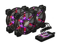 Набір з 3х! Вентиляторів 120*120*25мм 6pin Frime Iris Flicker KIT + Fun hub, 1200rpm RGB чорний новий