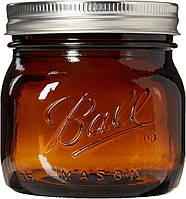 Банка Ball Mason Jar Amber Made in USA 16oz (500мл) с крышкой, прозрачная, янтарная