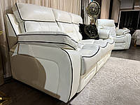 Кожаный комплект диван-кровать + 2 кресла реклайнера 206х100х100см JOSS Френк