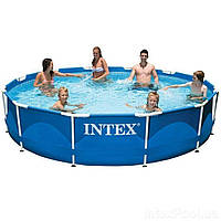Бассейн INTEX круглый Metal Frame 366х76 см Intex Бассейн каркасный объем 6503 л Бассейн intex для дома Синий