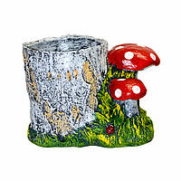 Садова фігура-кашпо "Пеньок з грибами" (39400), 2.5кг, h200мм, Гіпс, Арт.52765