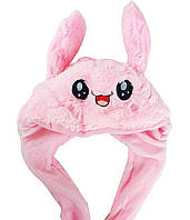 Светящаяся шапка в виде зайца с двигающимися ушами Розовая Techo