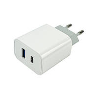 Сетевое зарядное устройство Mibrand MI-33 GaN 30W Travel Charger USB-A + USB-C White Techo