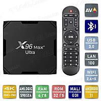 Смарт ТВ приставка X96 Max+ Plus ULTRA 4/32 Гб Android Smart TV Box Андроїд 11 ТВ бокс