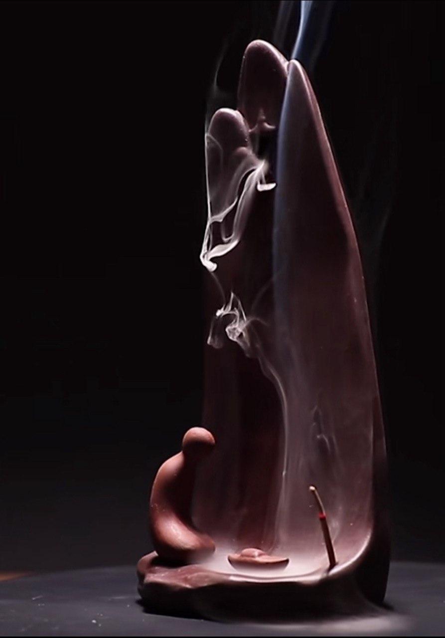 Підставка 2 в 1 рідкий дим та аромапалочки з ченцем +20 конусів