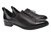 Туфлі жіночі з натуральної шкіри на низькому ходу Чорні Angelo Vani 142-21DTC 39