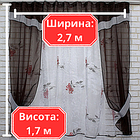 Легка кухонна фіранка делікатні Шифонові штори комплекти органза Красиві завіса ки для кухні