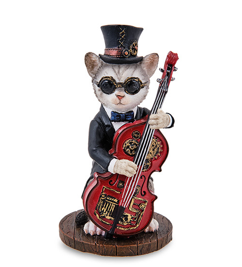 Статуетка Veronese в стилі Стімпанк Містер Кіт з контрабасом 13 см 1907213 полістоун