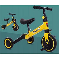 Беговел детский велосипед трехколесный Kipps 4в1 велобег Желтый