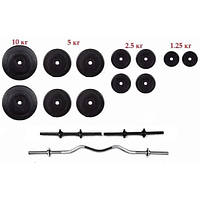 Комплект 60 кг | Штанга наборная 1.2 м W-образная + Гантели 45 см разборные А5095--16