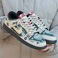 Чоловічі кросівки Nike SB Dunk Low x Stussy Green колаборація найк стусі унісекс кеди найк білі із зеленим