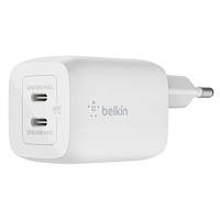 Зарядное устройство Зарядний пристрій BELKIN 65Вт 2хUSB-С GAN PD PPS, white (WCH013VFWH)