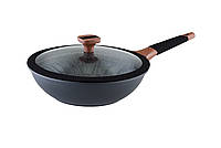 Сковорода wok с крышкой VINZER Greblon Induction Line dia-28 см [50505]