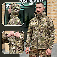 Мужская осенняя куртка мультикам soft shell, мужские куртки тактические ФЛИС софтшелл ВСУ, куртка для яхтинга