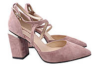 Туфлі жіночі з натуральної замші на великому каблуці колір Капучіно Angelo Vani 160-21LT 38