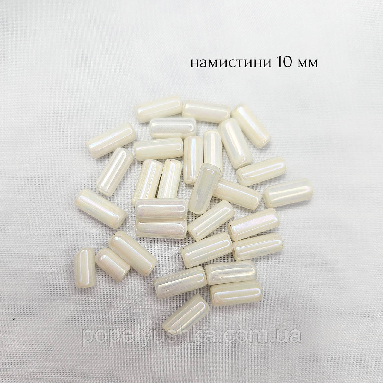 Намистини-трубочка з пресованого кришталю білі 4х10 мм (10 шт), фото 1