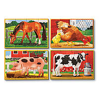 Дерев'яний пазл 4 в 1 Melissa&Doug "Тварини на фермі" 12х4 елементи 15х20 см MD13793 pl