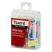 Кнопки-цвяшки Axent кольорові прапорці 30шт в пластиковому боксі