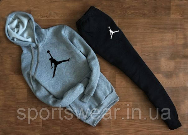 Спортивний костюм Jordan сірий світшот з капюшоном (великий знак) "" В стилі Jordan ""