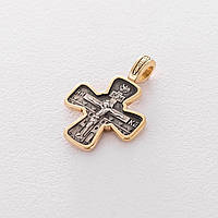 Серебряный крест с позолотой 132289 Оникс GM, код: 6731706