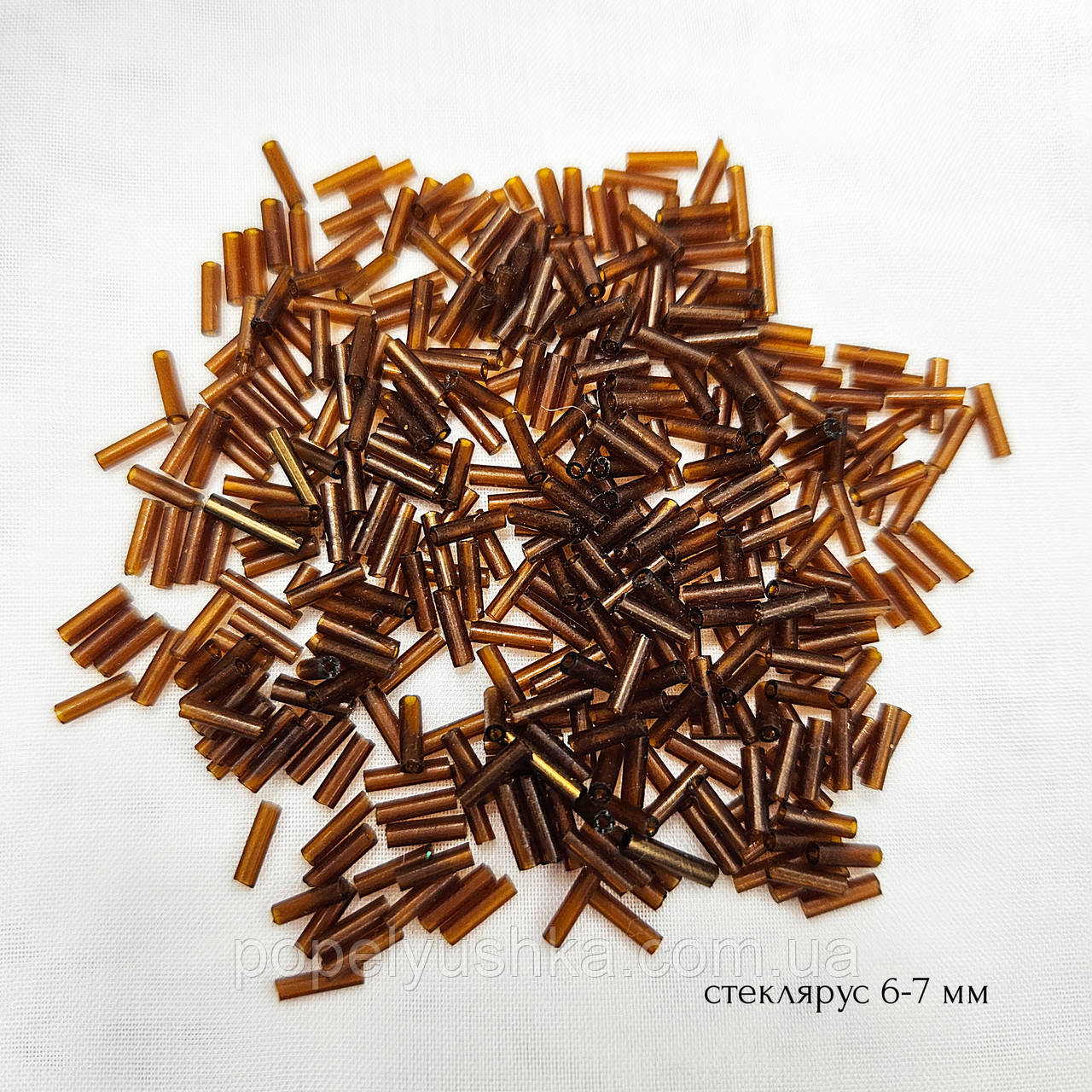Стеклярус 6-7 мм коричневий (10гр), фото 1