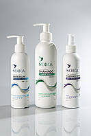 Набір для волосся  для всіх типів  відновлення та зволоження Soika 3в1: шампунь, бальзам, спрей-термозахист