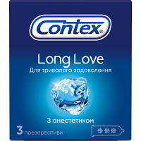 Презервативи Contex Long Love з аестетиком латексні із силікон. мастилом 3 шт. (5060040300107)