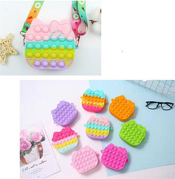 Дитяча сумочка Поп іт з вушками 11*10 см на блискавці з довгим ремінцем у різних кольорах Nina