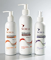 Набор "Глубокое очищение" Soika для жирных волос Шампунь 300 мл + Кондиционер 200 мл + спрей термозахист200мл