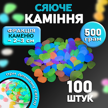 Світні камені для декору акваріума, квітів, дачі та саду 500 г (100 шт) Різнобарвні