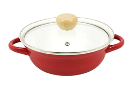 Емальована каструля RED 26 см Helios низька з кришкою 4 л 2059-A