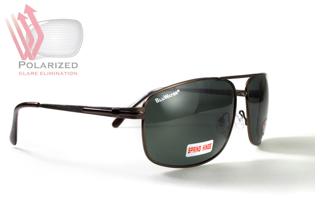 Окуляри поляризаційні BluWater Navigator-2 Polarized (green), зелені в металевій оправі
